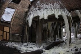 The aftermath of Russian missile strikes on the Darnitsa Thermal Power Plant in Kyiv