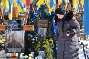 The graves of fallen Ukrainian defenders at the Lychakiv Cemetery in Lviv.