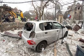 Destroyed residential buildings on Sofiivska Borshchahivka