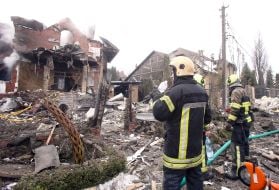 Destroyed residential buildings on Sofiivska Borshchahivka