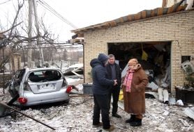 Destroyed residential buildings on Sofiivska Borshchahivka