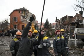 Destroyed residential buildings on Sofiivska Borshchahivka