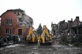 Destroyed residential buildings on Sofiivska Borshchahivka