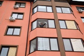 Destroyed residential buildings on Sofiivska Borshchahivka