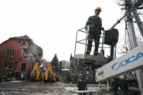 Destroyed residential buildings on Sofiivska Borshchahivka