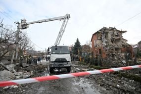 Destroyed residential buildings on Sofiivska Borshchahivka