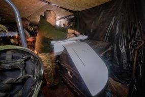 A soldier with a drone