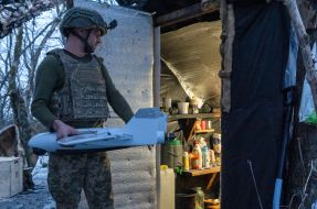 A soldier with a drone