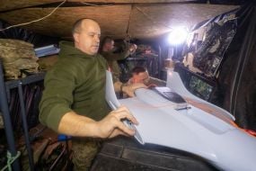 A soldier with a drone