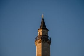 Minaret on the territory of the Ar-Rahma Cathedral Mosque in Kyiv