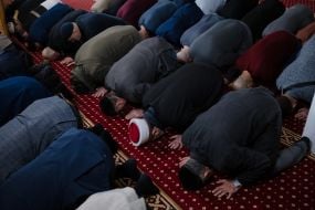 Evening prayer at the Ar-Rahma Mosque in Kyiv