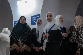 Women at the Ar-Rahma Mosque in Kyiv