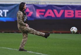 Servicewoman Yulia Naumenko performed the first symbolic blow