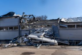 A destroyed civilian enterprise - a meat-packing plant