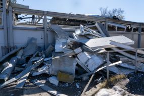 A destroyed civilian enterprise - a meat-packing plant
