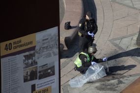 Уламки дрона впали біля монумента Незалежності на Майдані в Києві