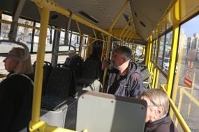 Passengers in a trolleybus