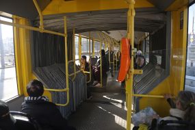 Passengers in a trolleybus