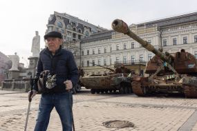 Destroyed Russian military equipment  in Kyiv.