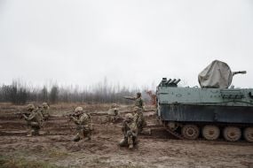 Military training of new military recruits at one of the training grounds of the Armed Forces of Ukraine training center