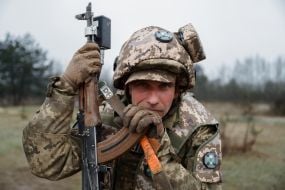 Military training of new military recruits at one of the training grounds of the Armed Forces of Ukraine training center
