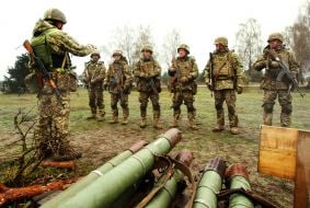 Military training of new military recruits at one of the training grounds of the Armed Forces of Ukraine training center