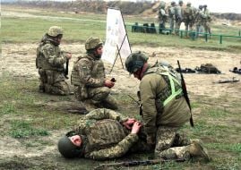 Military training of new military recruits at one of the training grounds of the Armed Forces of Ukraine training center