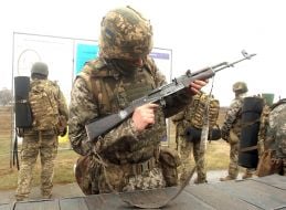 Military training of new military recruits at one of the training grounds of the Armed Forces of Ukraine training center