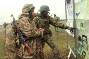 Military training of new military recruits at one of the training grounds of the Armed Forces of Ukraine training center