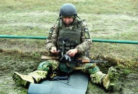 Military training of new military recruits at one of the training grounds of the Armed Forces of Ukraine training center