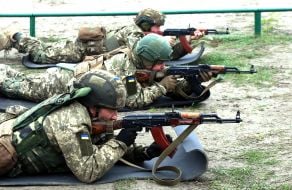 Military training of new military recruits at one of the training grounds of the Armed Forces of Ukraine training center