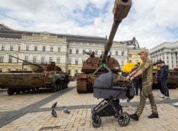 Destroyed Russian military equipment  in Kyiv.