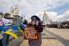 Participants of the weekly peaceful action "Don't be silent! The prisoner kills!" in Kyiv