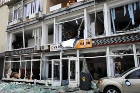 Damaged Ukrposhta premises in Kyiv
