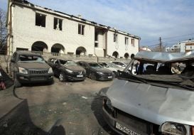 Cars damaged in missile attack