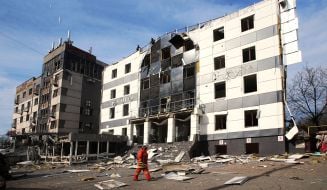 Hotel in Kyiv damaged by rocket attack