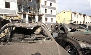 Hotel in Kyiv damaged by rocket attack