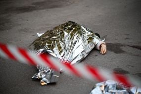 The body of a person killed by a terrorist