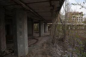Half-destroyed building in Pripyat