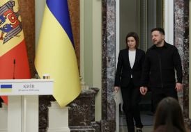 Meeting between Volodymyr Zelenskyy and Maia Sandu with media representatives