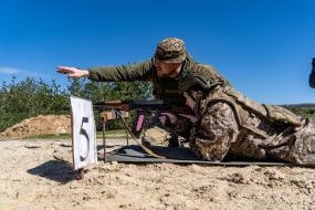 Practical classes in rifle training at the Kharkiv Center for Training Citizens for National Resistance