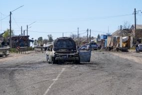 A car burned by a missile strike
