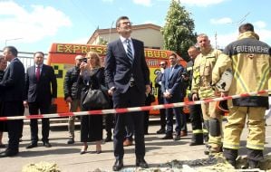 German Ambassador Heiko Thoms at the site of the Russian ballistic missile strikes