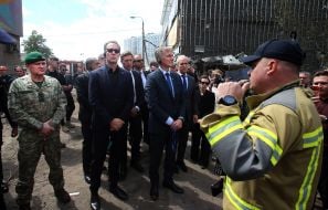 Over 60 heads of diplomatic missions visited the house in the Darnytskyi district of Kyiv that was hit by a Russian missile