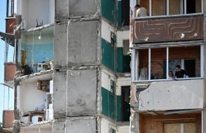 The house in the Darnytskyi district of Kyiv that was hit by a Russian missile