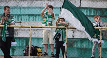 Boys fans of FC Karpaty (Lviv) in the stands