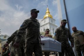 Farewell ceremony for sisters Lyubava and Vera Yakovlev in Kyiv