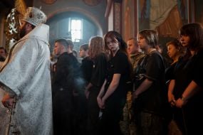 Farewell ceremony for sisters Lyubava and Vera Yakovlev in Kyiv
