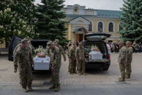 Farewell ceremony for sisters Lyubava and Vera Yakovlev in Kyiv