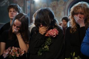 Farewell ceremony for sisters Lyubava and Vera Yakovlev in Kyiv